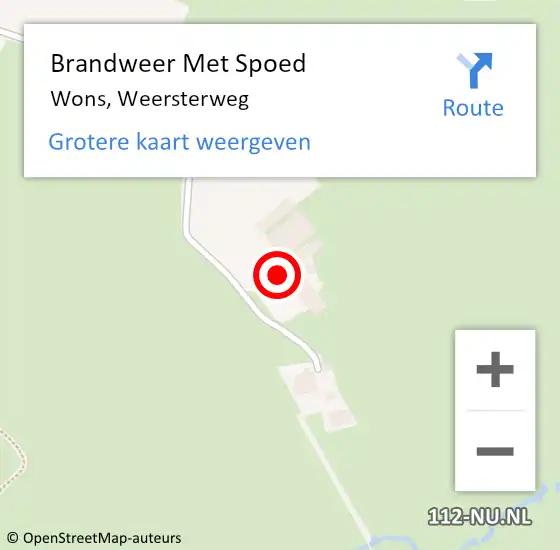 Locatie op kaart van de 112 melding: Brandweer Met Spoed Naar Wons, Weersterweg op 4 oktober 2017 12:28