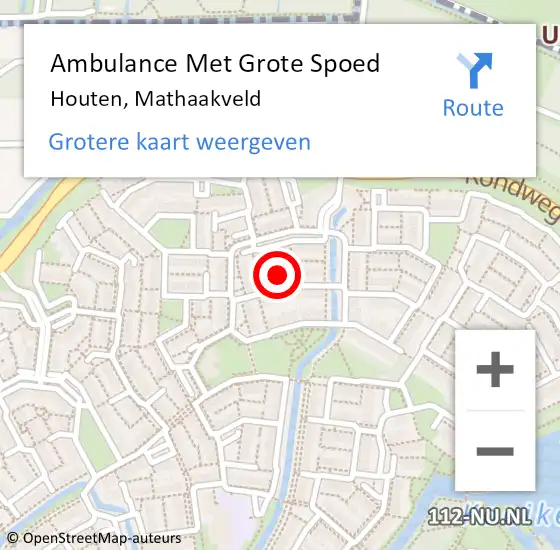 Locatie op kaart van de 112 melding: Ambulance Met Grote Spoed Naar Houten, Mathaakveld op 4 oktober 2017 12:39