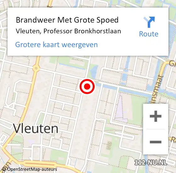 Locatie op kaart van de 112 melding: Brandweer Met Grote Spoed Naar Vleuten, Professor Bronkhorstlaan op 4 oktober 2017 13:04