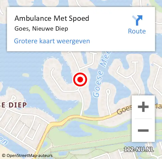 Locatie op kaart van de 112 melding: Ambulance Met Spoed Naar Goes, Nieuwe Diep op 4 oktober 2017 13:23