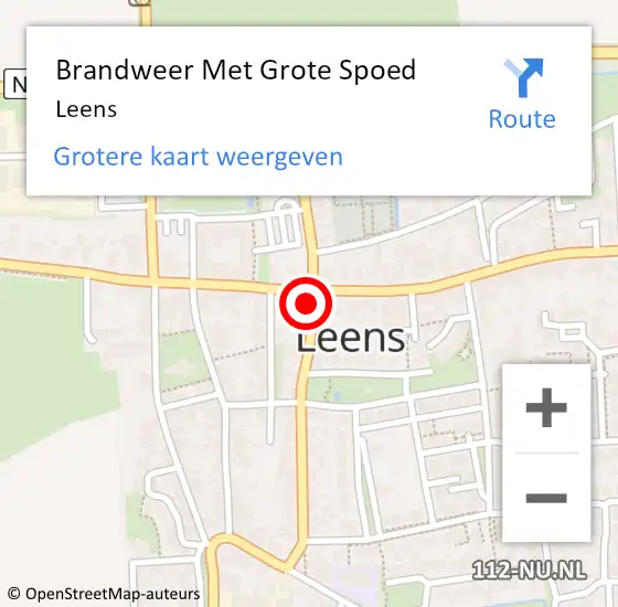 Locatie op kaart van de 112 melding: Brandweer Met Grote Spoed Naar Leens op 4 oktober 2017 13:41