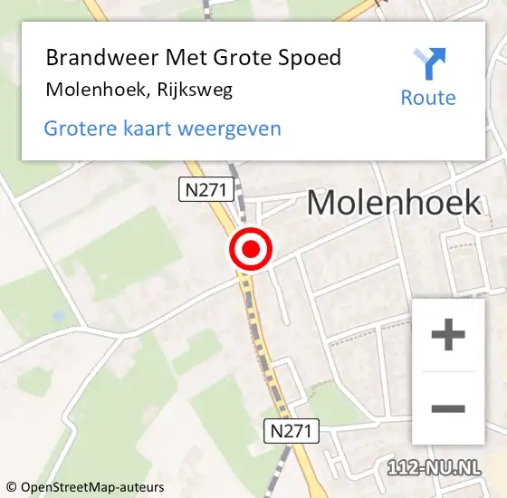 Locatie op kaart van de 112 melding: Brandweer Met Grote Spoed Naar Molenhoek, Rijksweg op 4 oktober 2017 14:35
