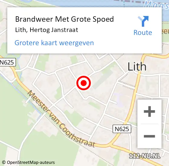 Locatie op kaart van de 112 melding: Brandweer Met Grote Spoed Naar Lith, Hertog Janstraat op 4 oktober 2017 14:38