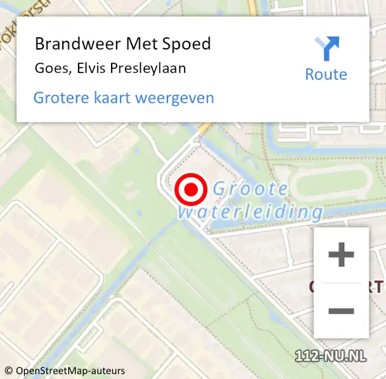 Locatie op kaart van de 112 melding: Brandweer Met Spoed Naar Goes, Elvis Presleylaan op 4 oktober 2017 15:12