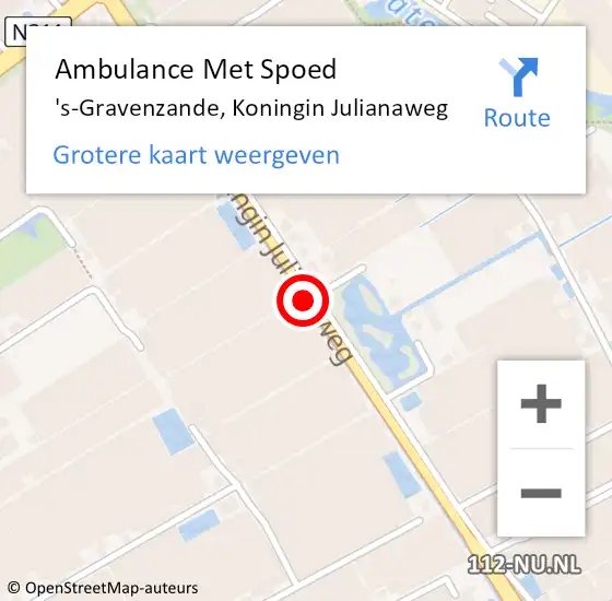 Locatie op kaart van de 112 melding: Ambulance Met Spoed Naar 's-Gravenzande, Koningin Julianaweg op 4 oktober 2017 17:16