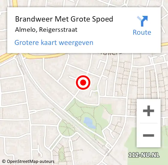 Locatie op kaart van de 112 melding: Brandweer Met Grote Spoed Naar Almelo, Reigersstraat op 4 oktober 2017 18:16