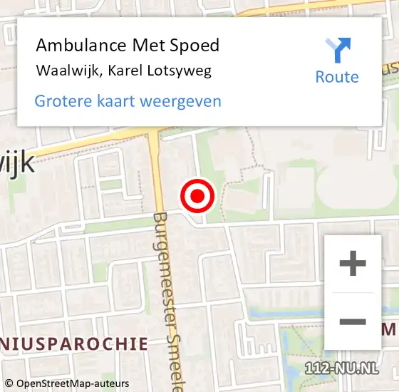 Locatie op kaart van de 112 melding: Ambulance Met Spoed Naar Waalwijk, Karel Lotsyweg op 4 oktober 2017 18:46