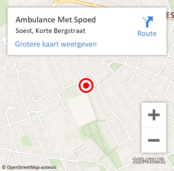 Locatie op kaart van de 112 melding: Ambulance Met Spoed Naar Soest, Korte Bergstraat op 3 februari 2014 10:37