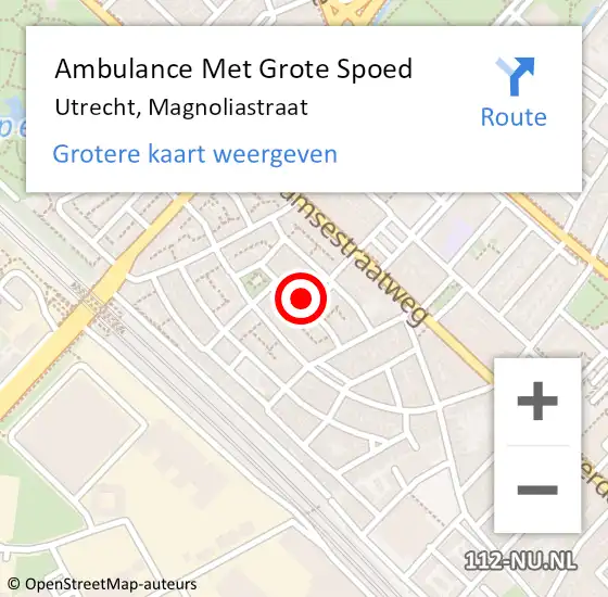 Locatie op kaart van de 112 melding: Ambulance Met Grote Spoed Naar Utrecht, Magnoliastraat op 4 oktober 2017 21:03