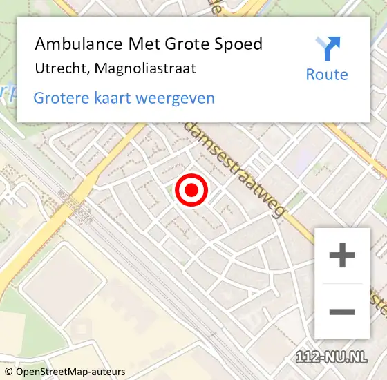 Locatie op kaart van de 112 melding: Ambulance Met Grote Spoed Naar Utrecht, Magnoliastraat op 4 oktober 2017 21:05