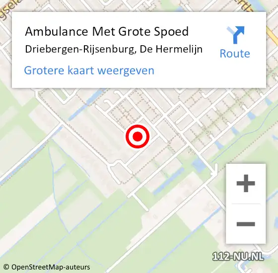 Locatie op kaart van de 112 melding: Ambulance Met Grote Spoed Naar Driebergen-Rijsenburg, De Hermelijn op 4 oktober 2017 21:40