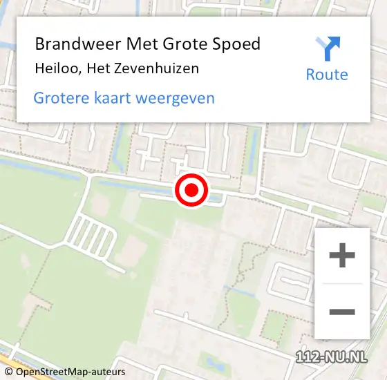 Locatie op kaart van de 112 melding: Brandweer Met Grote Spoed Naar Heiloo, Het Zevenhuizen op 4 oktober 2017 21:49