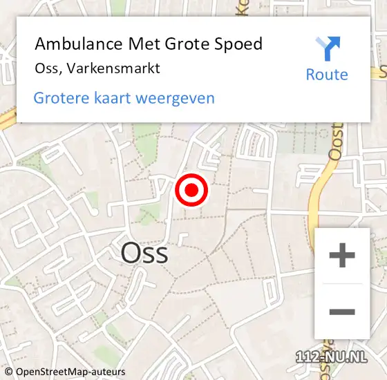 Locatie op kaart van de 112 melding: Ambulance Met Grote Spoed Naar Oss, Varkensmarkt op 4 oktober 2017 23:10