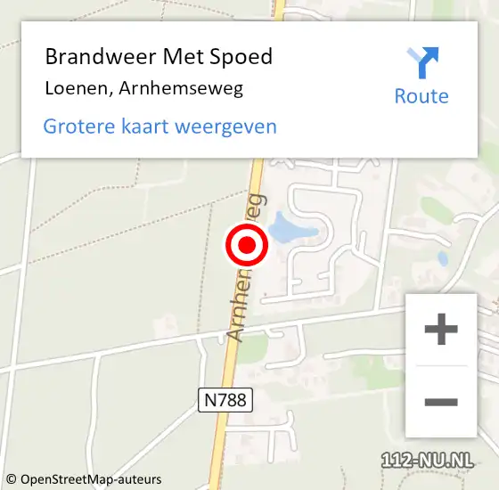 Locatie op kaart van de 112 melding: Brandweer Met Spoed Naar Loenen, Arnhemseweg op 4 oktober 2017 23:55