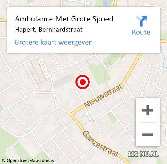 Locatie op kaart van de 112 melding: Ambulance Met Grote Spoed Naar Hapert, Bernhardstraat op 5 oktober 2017 00:29