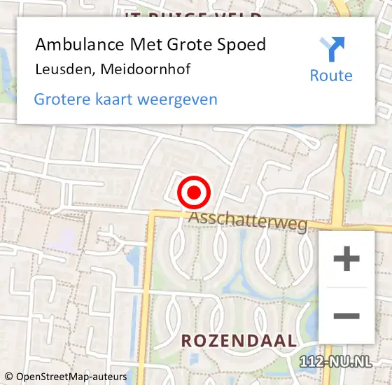 Locatie op kaart van de 112 melding: Ambulance Met Grote Spoed Naar Leusden, Meidoornhof op 5 oktober 2017 02:07