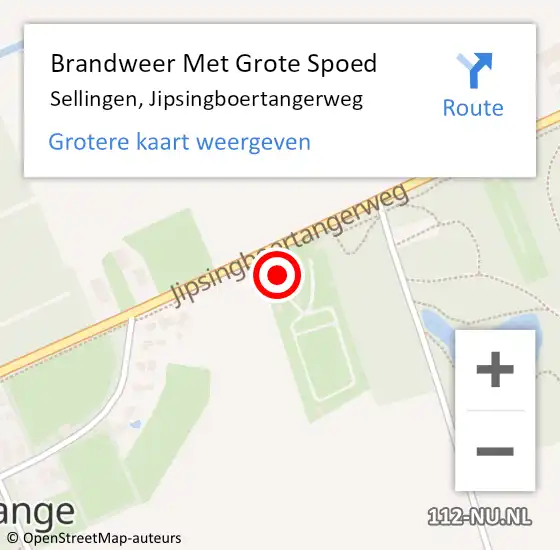 Locatie op kaart van de 112 melding: Brandweer Met Grote Spoed Naar Sellingen, Jipsingboertangerweg op 5 oktober 2017 02:33