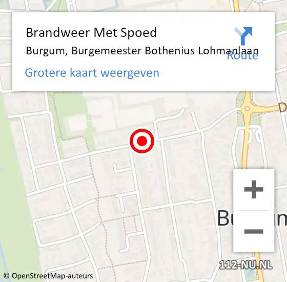 Locatie op kaart van de 112 melding: Brandweer Met Spoed Naar Burgum, Burgemeester Bothenius Lohmanlaan op 5 oktober 2017 04:53