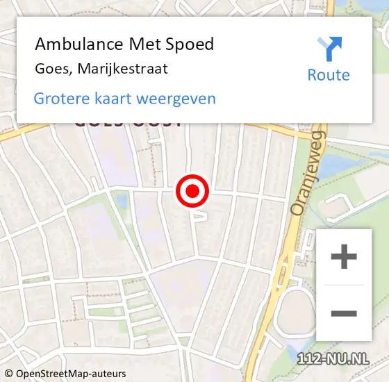 Locatie op kaart van de 112 melding: Ambulance Met Spoed Naar Goes, Marijkestraat op 5 oktober 2017 05:25