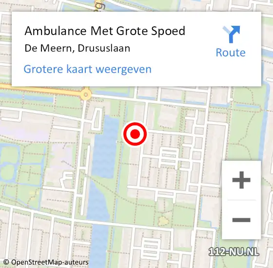 Locatie op kaart van de 112 melding: Ambulance Met Grote Spoed Naar De Meern, Drususlaan op 5 oktober 2017 05:32