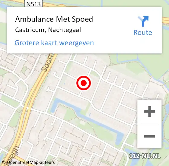 Locatie op kaart van de 112 melding: Ambulance Met Spoed Naar Castricum, Nachtegaal op 5 oktober 2017 05:39