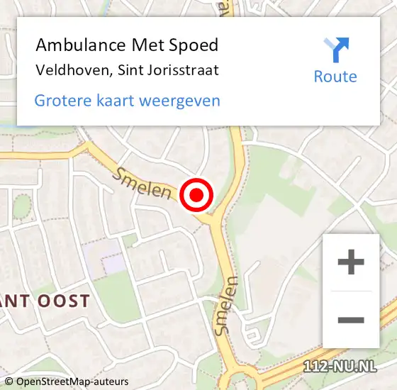 Locatie op kaart van de 112 melding: Ambulance Met Spoed Naar Veldhoven, Sint Jorisstraat op 5 oktober 2017 06:36