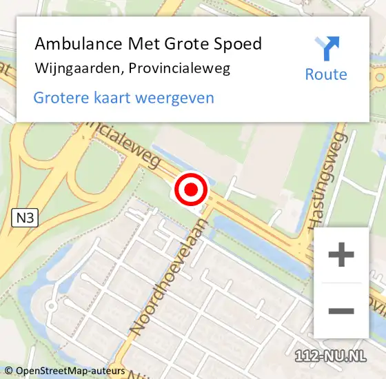 Locatie op kaart van de 112 melding: Ambulance Met Grote Spoed Naar Wijngaarden, Provincialeweg op 5 oktober 2017 07:03