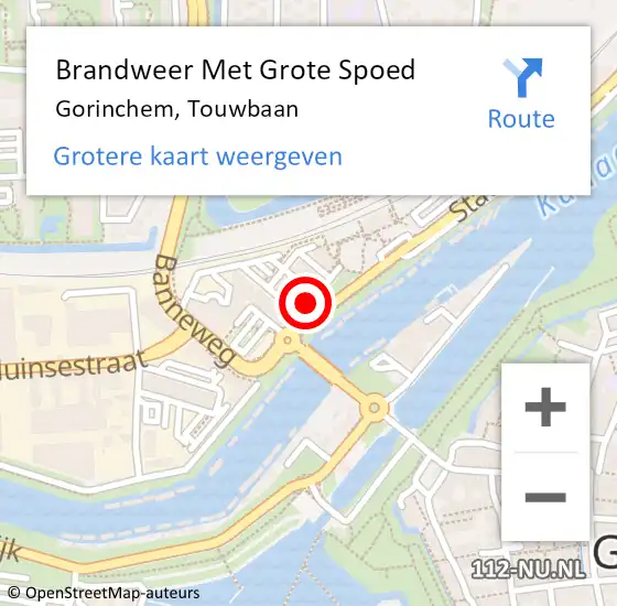 Locatie op kaart van de 112 melding: Brandweer Met Grote Spoed Naar Gorinchem, Touwbaan op 5 oktober 2017 07:28