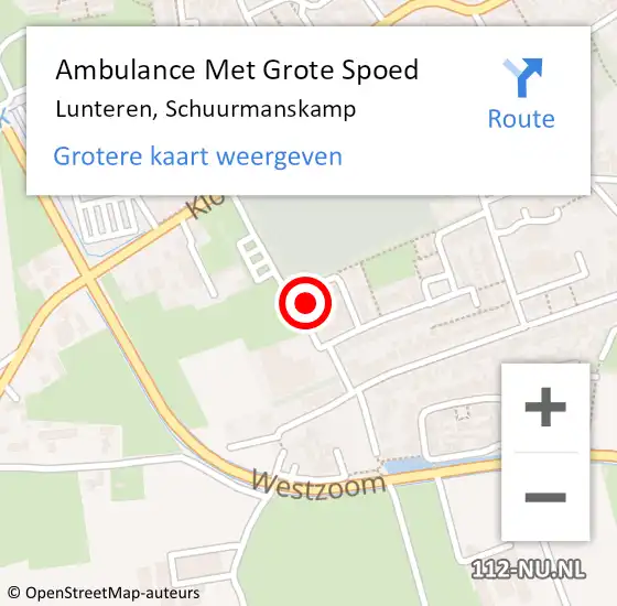 Locatie op kaart van de 112 melding: Ambulance Met Grote Spoed Naar Lunteren, Schuurmanskamp op 5 oktober 2017 08:04