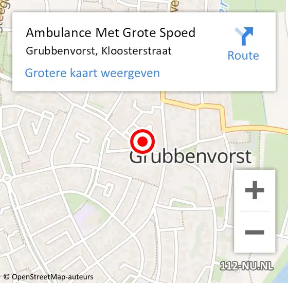 Locatie op kaart van de 112 melding: Ambulance Met Grote Spoed Naar Grubbenvorst, Kloosterstraat op 3 februari 2014 11:14