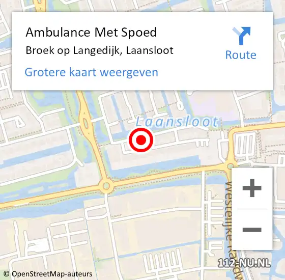 Locatie op kaart van de 112 melding: Ambulance Met Spoed Naar Broek op Langedijk, Laansloot op 5 oktober 2017 08:49