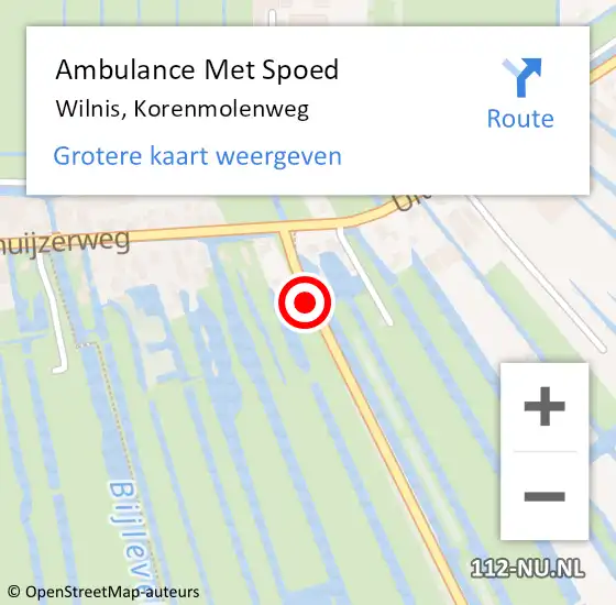 Locatie op kaart van de 112 melding: Ambulance Met Spoed Naar Wilnis, Korenmolenweg op 5 oktober 2017 10:04