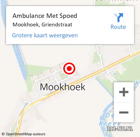 Locatie op kaart van de 112 melding: Ambulance Met Spoed Naar Mookhoek, Griendstraat op 5 oktober 2017 10:11