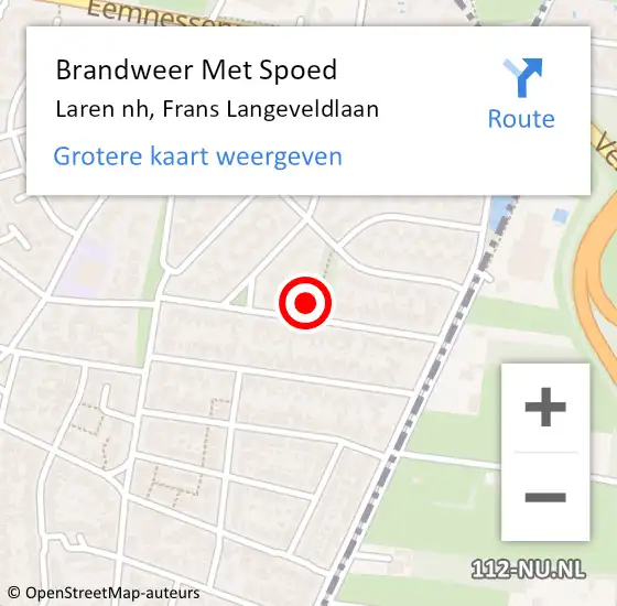 Locatie op kaart van de 112 melding: Brandweer Met Spoed Naar Laren nh, Frans Langeveldlaan op 5 oktober 2017 10:17