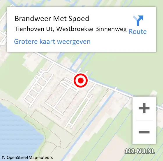 Locatie op kaart van de 112 melding: Brandweer Met Spoed Naar Tienhoven Ut, Westbroekse Binnenweg op 5 oktober 2017 10:29