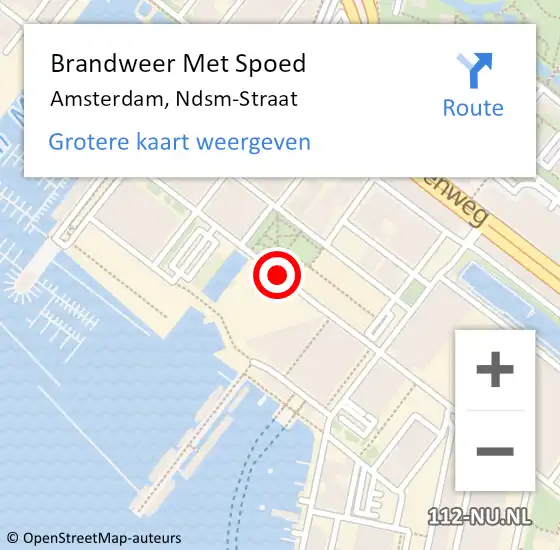 Locatie op kaart van de 112 melding: Brandweer Met Spoed Naar Amsterdam, Ndsm-Straat op 5 oktober 2017 10:34