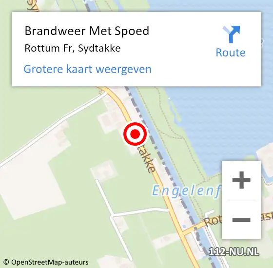 Locatie op kaart van de 112 melding: Brandweer Met Spoed Naar Rottum Fr, Sydtakke op 5 oktober 2017 10:37