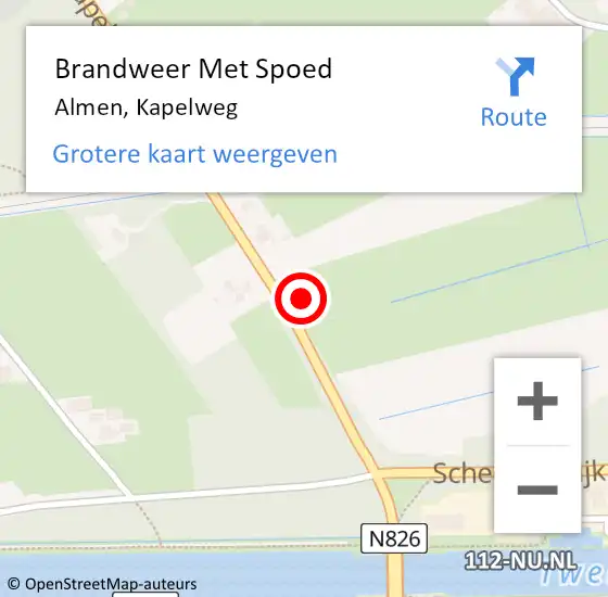 Locatie op kaart van de 112 melding: Brandweer Met Spoed Naar Almen, Kapelweg op 5 oktober 2017 10:51