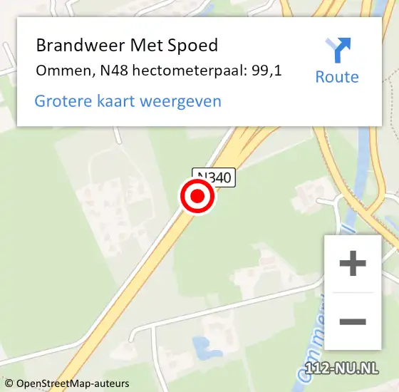 Locatie op kaart van de 112 melding: Brandweer Met Spoed Naar Ommen, N48 hectometerpaal: 99,1 op 5 oktober 2017 10:58