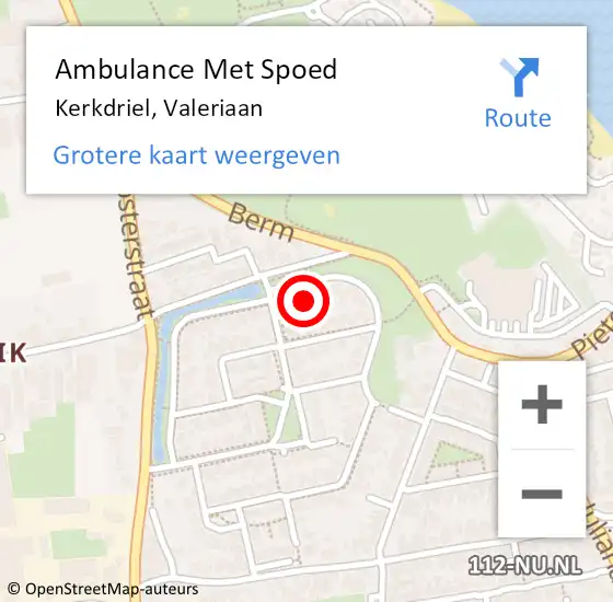 Locatie op kaart van de 112 melding: Ambulance Met Spoed Naar Kerkdriel, Valeriaan op 5 oktober 2017 11:12