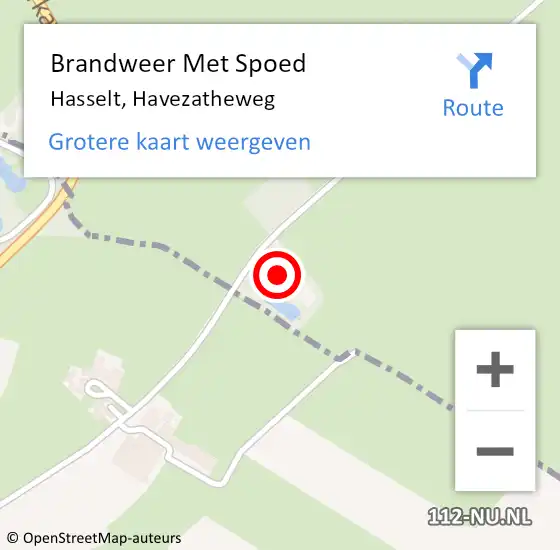 Locatie op kaart van de 112 melding: Brandweer Met Spoed Naar Hasselt, Havezatheweg op 5 oktober 2017 11:16