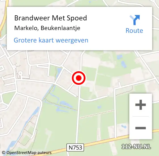 Locatie op kaart van de 112 melding: Brandweer Met Spoed Naar Markelo, Beukenlaantje op 5 oktober 2017 11:18