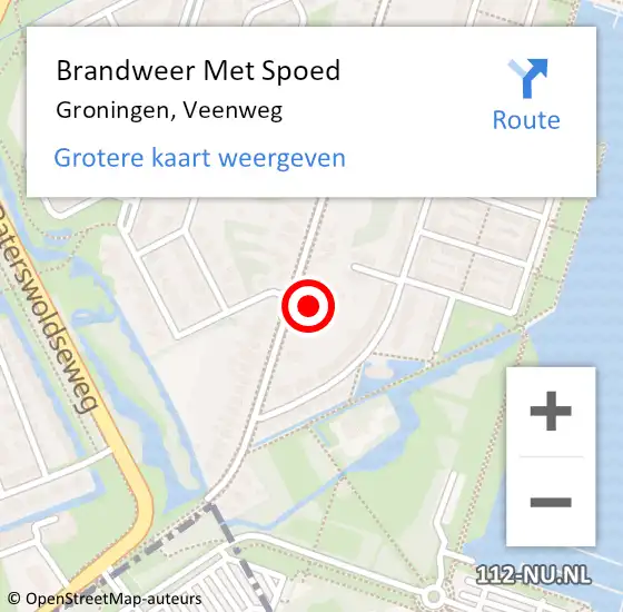 Locatie op kaart van de 112 melding: Brandweer Met Spoed Naar Groningen, Veenweg op 5 oktober 2017 11:20