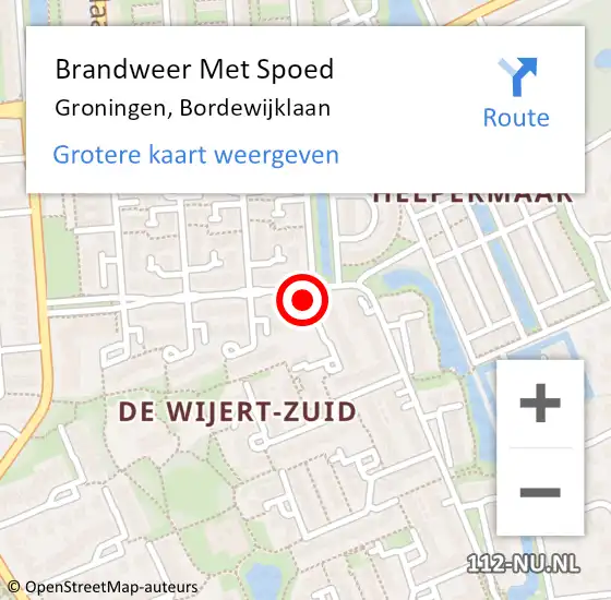 Locatie op kaart van de 112 melding: Brandweer Met Spoed Naar Groningen, Bordewijklaan op 5 oktober 2017 11:23