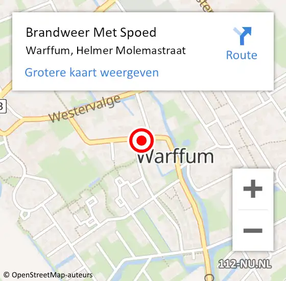 Locatie op kaart van de 112 melding: Brandweer Met Spoed Naar Warffum, Helmer Molemastraat op 5 oktober 2017 11:28