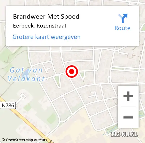 Locatie op kaart van de 112 melding: Brandweer Met Spoed Naar Eerbeek, Rozenstraat op 5 oktober 2017 11:28