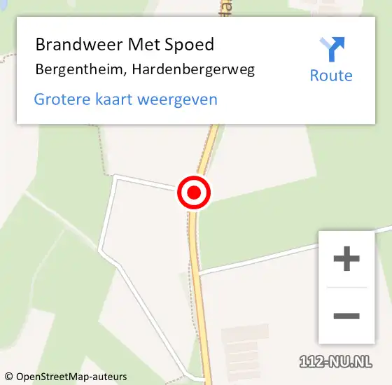 Locatie op kaart van de 112 melding: Brandweer Met Spoed Naar Bergentheim, Hardenbergerweg op 5 oktober 2017 11:32