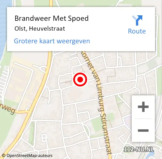 Locatie op kaart van de 112 melding: Brandweer Met Spoed Naar Olst, Heuvelstraat op 5 oktober 2017 11:43