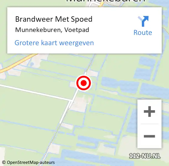 Locatie op kaart van de 112 melding: Brandweer Met Spoed Naar Munnekeburen, Voetpad op 5 oktober 2017 11:53