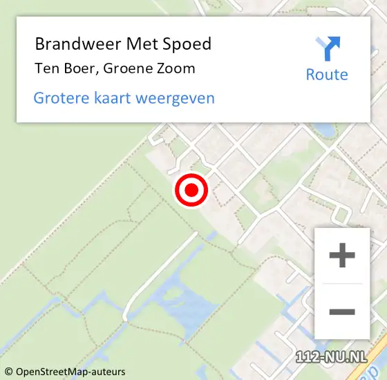 Locatie op kaart van de 112 melding: Brandweer Met Spoed Naar Ten Boer, Groene Zoom op 5 oktober 2017 11:54